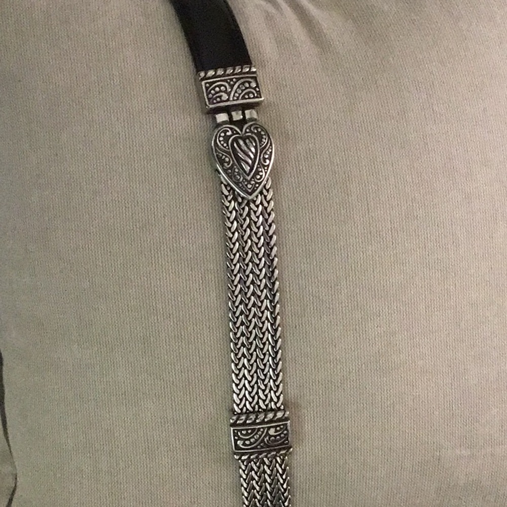 Black leather and silver Brighton belt, size S